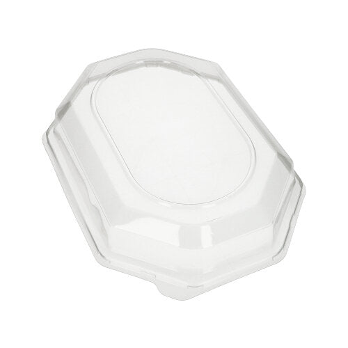 Capacul Starpak 10 pentru platouri de servire, un capac octogonal transparent pentru recipiente de alimente din PET de la Starpak, este prezentat pe un fundal alb.