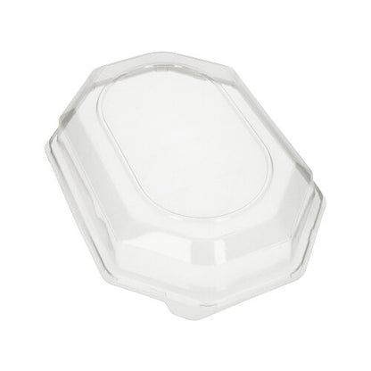 Capacul Starpak 10 pentru platouri de servire, un capac octogonal transparent pentru recipiente de alimente din PET de la Starpak, este prezentat pe un fundal alb.