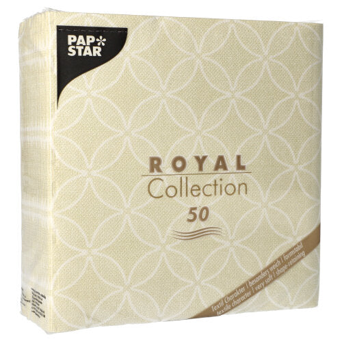 Cele PAPSTAR 50 de șervețele "ROYAL Collection" pliate 1/4, 40 x 40 cm, culoare șampanie, de la PAPSTAR GmbH aduc un stil elegant mesei tale datorită designului lor rafinat și pachetului practic de 50 de bucăți.