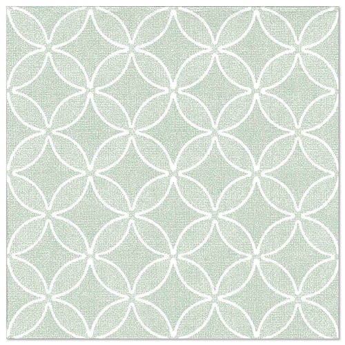 PAPSTAR GmbH "ROYAL Collection" 50 șervețele în verde (40 x 40 cm, 1/4-pliere) prezintă un model geometric stilat de cercuri albe pe un fundal verde deschis - ideal pentru ocazii festive.