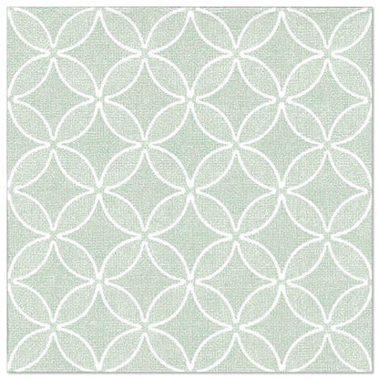 PAPSTAR GmbH "ROYAL Collection" 50 șervețele în verde (40 x 40 cm, 1/4-pliere) prezintă un model geometric stilat de cercuri albe pe un fundal verde deschis - ideal pentru ocazii festive.