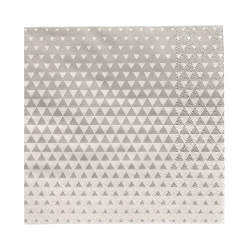 Cele PAPSTAR 20 de șervețele (25x25 cm, 3 straturi, 1/4 pliate) ale PAPSTAR GmbH au un design pătrat gri cu triunghiuri albe și o margine texturată – ideal pentru decorarea mesei.