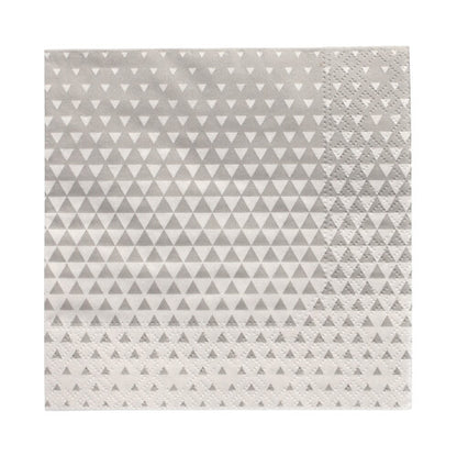 Cele PAPSTAR 20 de șervețele (25x25 cm, 3 straturi, 1/4 pliate) ale PAPSTAR GmbH au un design pătrat gri cu triunghiuri albe și o margine texturată – ideal pentru decorarea mesei.