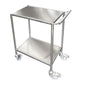 Der Trolley für DF20/25 von Duni GmbH aus silbernem Edelstahl (900x650x670 mm) bietet zwei stabile Ablagen, vier Rollen und einen Griff - ideal zum Transport in Krankenhäusern, Küchen oder als industrieller Trolley.
