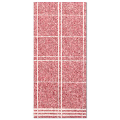 Die Kitchen Craft Serviette „ROYAL Collection“ (48x33 cm, 1/6 Falz) der PAPSTAR GmbH zeigt ein rot-weiß kariertes Raster mit parallelen Linien – ideal für eine stilvolle Tischdekoration – flach auf weißem Untergrund.