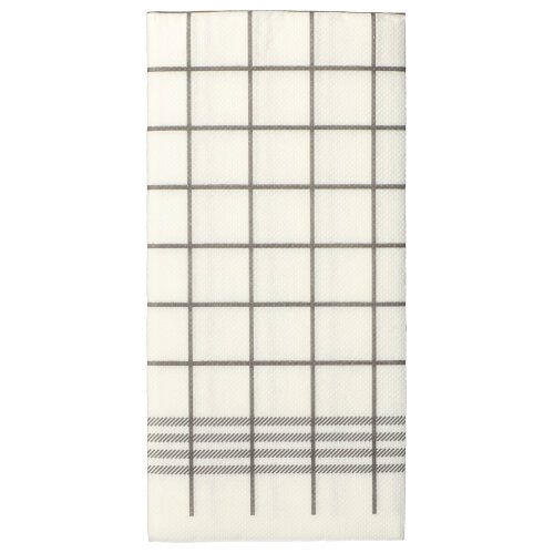 Un șervețel alb, cu două straturi, „Kitchen Towel”, cu un model gri și linii diagonale, asemănător cu cele PAPSTAR 30 de șervețele „PUNTO” cu pliere 1/8, 39x40 cm, cu micro-gofrare PAPSTAR S.R.L.