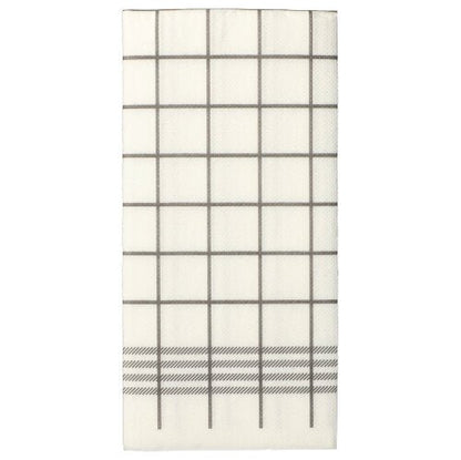 Un șervețel alb, cu două straturi, „Kitchen Towel”, cu un model gri și linii diagonale, asemănător cu cele PAPSTAR 30 de șervețele „PUNTO” cu pliere 1/8, 39x40 cm, cu micro-gofrare PAPSTAR S.R.L.