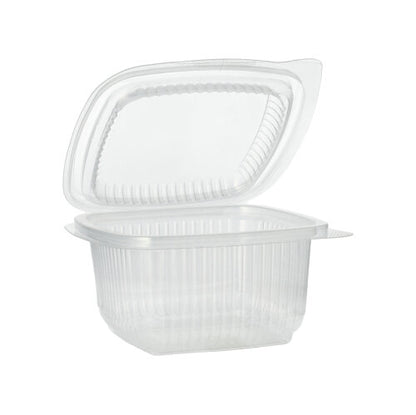 Paharul de ambalare Starpak 100 cu capace rabatabile, PP dreptunghiular, transparent este deschis și gol, ilustrat pe un fundal simplu alb.