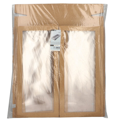 Un set de 10 cutii de transport și catering Starpak din carton maro cu capace separate și ferestre de vizualizare PET sunt ambalate în siguranță pentru prezentare și protecție.