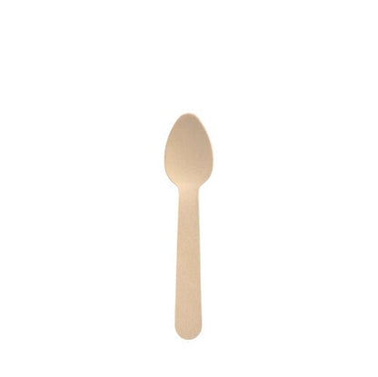 O linguriță de cafea individuală PAPSTAR din lemn "pure", 11 cm, ceruită (100 bucăți, PAPSTAR GmbH), este amplasată central pe un fundal alb.