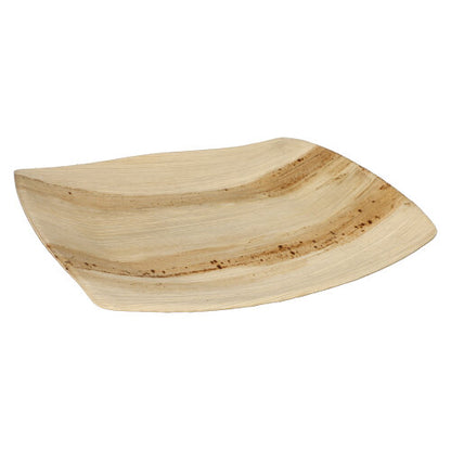 PAPSTAR 25 farfurii, din frunză de palmier „pur“ natur „QUADRATO“ de la PAPSTAR GmbH este o farfurie de unică folosință pătrată, plată, ecologică, cu margini rotunjite, suprafețe netede, texturi vizibile și dungi naturale mai închise.