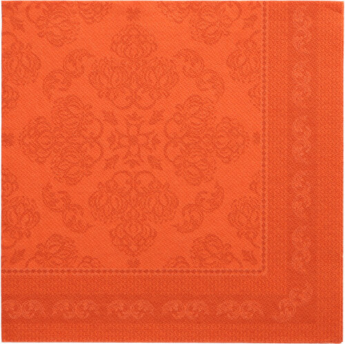 Cele PAPSTAR 50 de șervețele "ROYAL Collection" 1/4-pliat, 40 x 40 cm în nectarină, cu un model floral embosat și margine decorativă - ideal pentru a adăuga eleganță mesei tale.