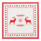 PAPSTAR 20 Servietten, 40 cm x 40 cm, 3-lagig von PAPSTAR GmbH mit rotem und weißem Design: zwei Rentiere, Herz mit Schneeflocke und festlichem Bordürenmuster aus Herzen, Schneeflocken und Bäumen.