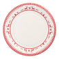 Das 10er Teller-Set der PAPSTAR GmbH besteht aus runden weißen Papp-Tellern (Ø 23 cm) mit rotem Rand, verziert mit Rentieren, Herzen und geometrischen Mustern. Ideale Einwegteller für Partys und Veranstaltungen; die Tellermitte ist schlicht.