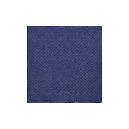 O bucată pătrată de material textil albastru structurat, similar cu PAPSTAR șervețele 1/4-pliu, 24x24 cm albastru închis „DAILY Collection” folie (20 bucăți) de la PAPSTAR GmbH, prezentată pe un fundal alb simplu.
