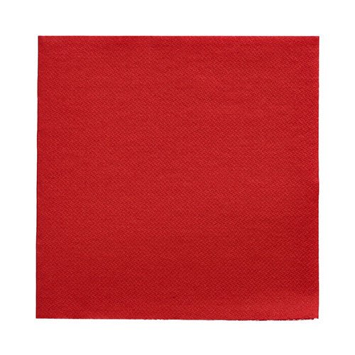 Un șervețel roșu, pătrat PAPSTAR 50 șervețele „DAILY Collection“ (32 x 32 cm, 1/4-pliu) de la PAPSTAR GmbH cu o suprafață ușor texturată, prezentat pe un fundal alb.