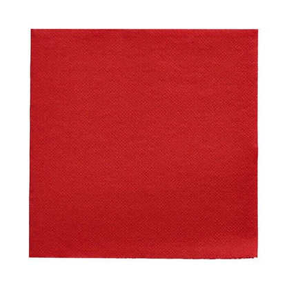Un șervețel roșu, pătrat PAPSTAR 50 șervețele „DAILY Collection“ (32 x 32 cm, 1/4-pliu) de la PAPSTAR GmbH cu o suprafață ușor texturată, prezentat pe un fundal alb.