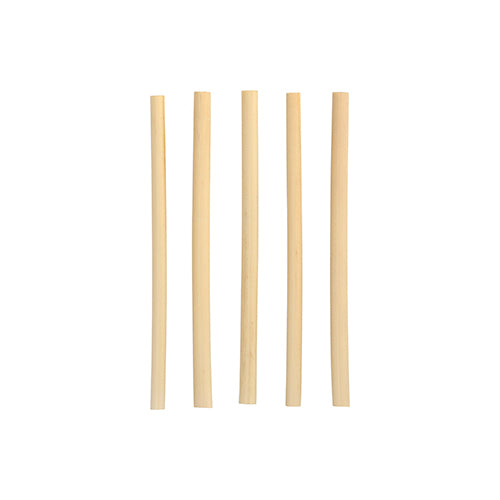 Cinci paie de cocktail din trestie "pure" (15 cm, Ø 7 mm) de la PAPSTAR GmbH sunt așezate vertical pe un fundal alb simplu și evidențiază paiele elegante și ecologice, biodegradabile.