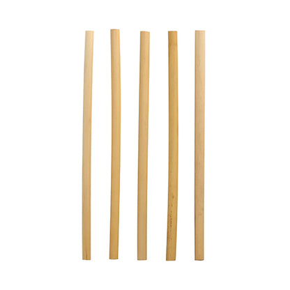 Fünf PAPSTAR Trinkhalme Schilf "pure" (Ø 7 mm, 20 cm) von PAPSTAR GmbH stehen vertikal vor weißem Hintergrund; die umweltfreundlichen Halme variieren leicht in Dicke und Farbton.