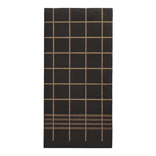 Cele 30 de șervețele „PUNTO”, cu două straturi, pliate în 1/8, negre, cu un model de grilaj și panglică aurie (39x40 cm) ale PAPSTAR GmbH fac parte din colecția de șervețele de înaltă calitate și prezintă o micro-gofrare specifică prosoapelor de bucătărie.
