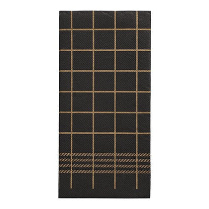 Cele 30 de șervețele „PUNTO”, cu două straturi, pliate în 1/8, negre, cu un model de grilaj și panglică aurie (39x40 cm) ale PAPSTAR GmbH fac parte din colecția de șervețele de înaltă calitate și prezintă o micro-gofrare specifică prosoapelor de bucătărie.