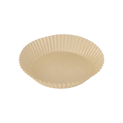 Pe un fundal alb este ilustrată o singură hârtie de copt goală PAPSTAR 100 pentru friteuze cu aer cald (4,5 cm înălțime) de la PAPSTAR GmbH din hârtie rezistentă la căldură cu margini ondulate.