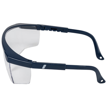 NITRAS VISION PROTECT BASIC, ochelari pentru tampla, transparenti / bleumarin, plastic EN 166 | Pachet (12 bucăți)
