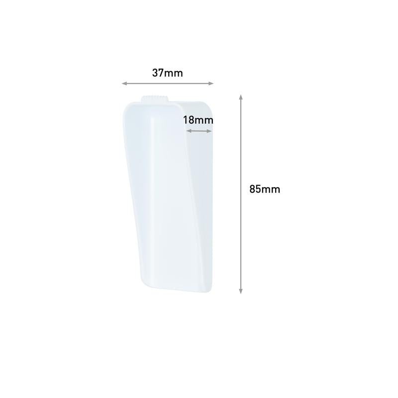 Agățătorul Command™ pentru pânză de la 3M Deutschland GmbH este un obiect dreptunghiular din plastic alb cu dimensiunile de 37 mm lățime, 18 mm adâncime și 85 mm înălțime, ale cărui dimensiuni sunt indicate clar pe un fundal simplu alb.