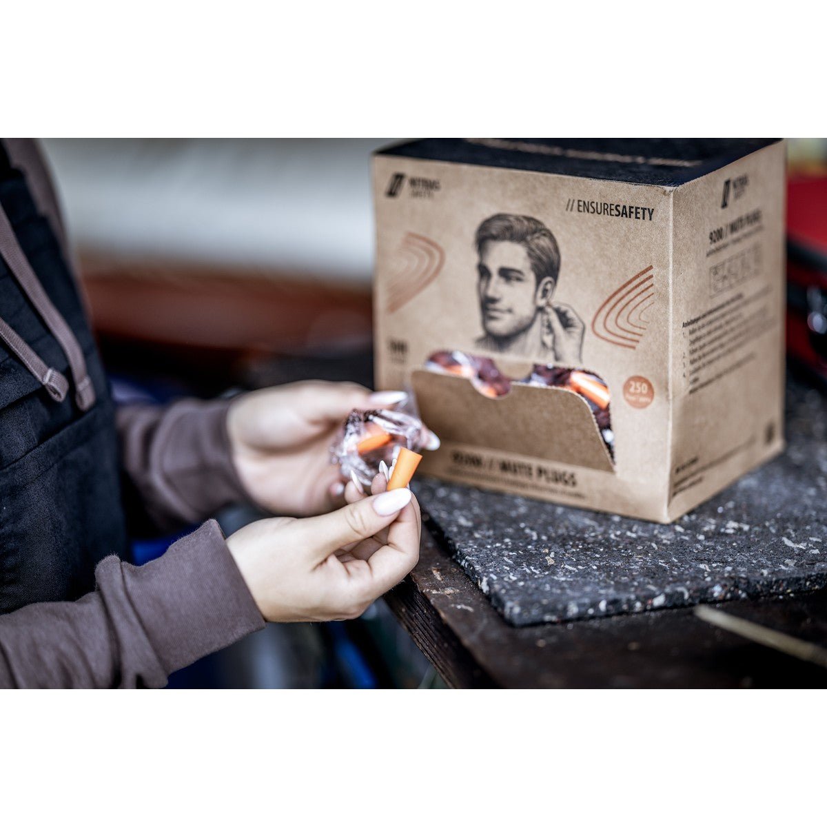 NITRAS MUTE PLUGS, dopuri pentru urechi, portocaliu, EN 352-2, 250 perechi / cutie PU | Pachet (1 bucata)
