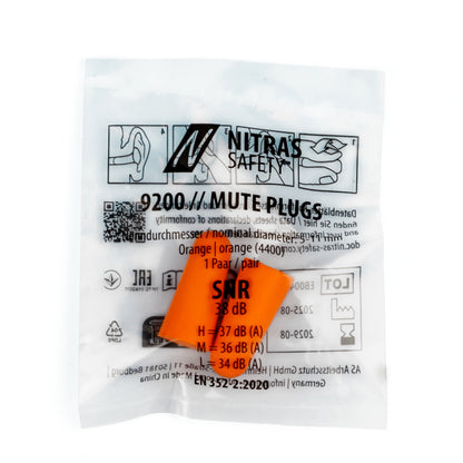 NITRAS MUTE PLUGS, dopuri pentru urechi, portocaliu, EN 352-2, 250 perechi / cutie PU | Pachet (1 bucata)