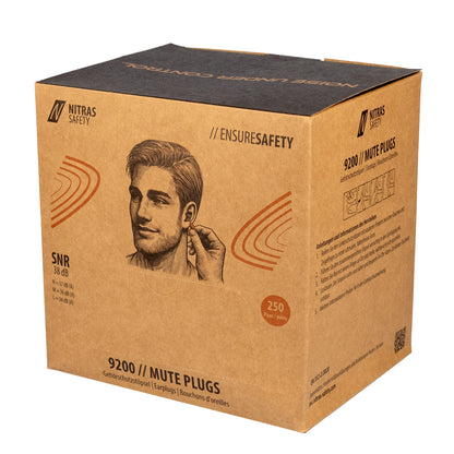 NITRAS MUTE PLUGS, dopuri pentru urechi, portocaliu, EN 352-2, 250 perechi / cutie PU | Pachet (1 bucata)