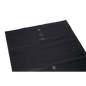 Un DEISS 95007 mare și plat, foaie de sac de gunoi negru de la EMIL DEISS KG (570+400x1150x0,1 mm) arată simboluri de reciclare și ID de plastic cu numărul 65 în alb - ideal pentru eliminarea deșeurilor pe un fundal alb simplu. Cutia conține 120 de saci.