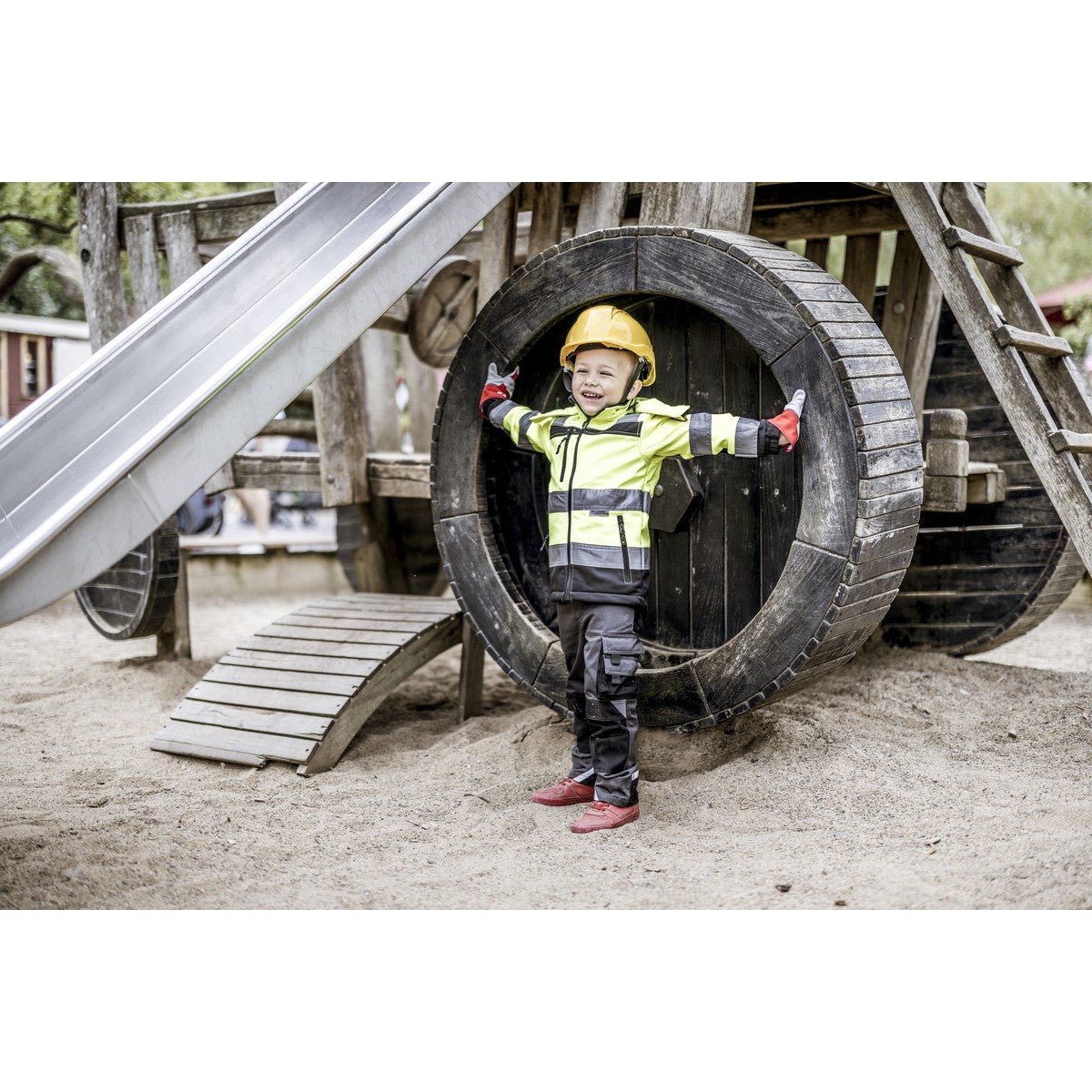 NITRAS MOTION TEX KIDS, jachetă softshell de înaltă vizibilitate, galben neon/negru