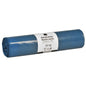 Un rolă de saci de gunoi Abena Re-Seller GmbH 120 L, 700x1100 mm, Albastru (15 saci/rolă), cu etichetă albă în germană și engleză cu detalii despre produs.