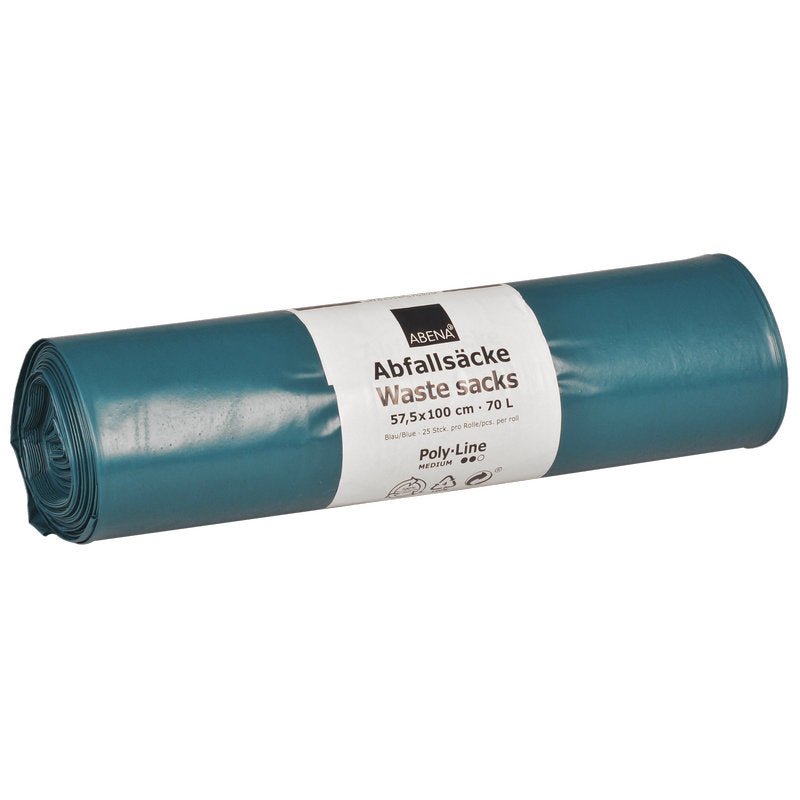 Saci de gunoi Abena Re-Seller GmbH de 70L (575x1000 mm, 48 my LDPE) sunt prevăzuți cu o etichetă bilingvă și sunt livrați într-un sul de 25 de saci rezistenți la rupere. Aceștia oferă o durabilitate de încredere pentru nevoile zilnice de deșeuri.