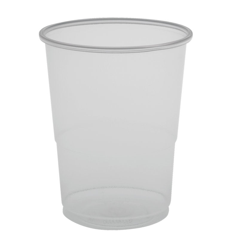 Paharul de servire transparent de 20 cl de la Abena Re-Seller GmbH din PP este ilustrat gol, cu laturi netede și margine evazată pe un fundal alb. Ideal pentru utilizare unică. Ambalaj: 100 de bucăți.