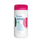 Un recipient alb Dr. Schumacher Cleanisept® Wipes Forte cu capac roz, care conține 100 de șervețele dezinfectante pentru suprafețe, afișează textul etichetei în engleză și germană. Marcă: Dr. Schumacher GmbH.