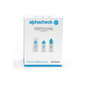 O cutie de ace pentru stilou Alphacheck Professional PLUS, de diferite dimensiuni. Cutia albă cu accente albastre conține 100 de ace sterile, de 0,30 mm (30G) x 8 mm, destinate injecțiilor cu insulină. Pe partea din față sunt reprezentate trei ace pentru stilou, însoțite de text în albastru și negru, cu mențiunea „Berger Med GmbH”.