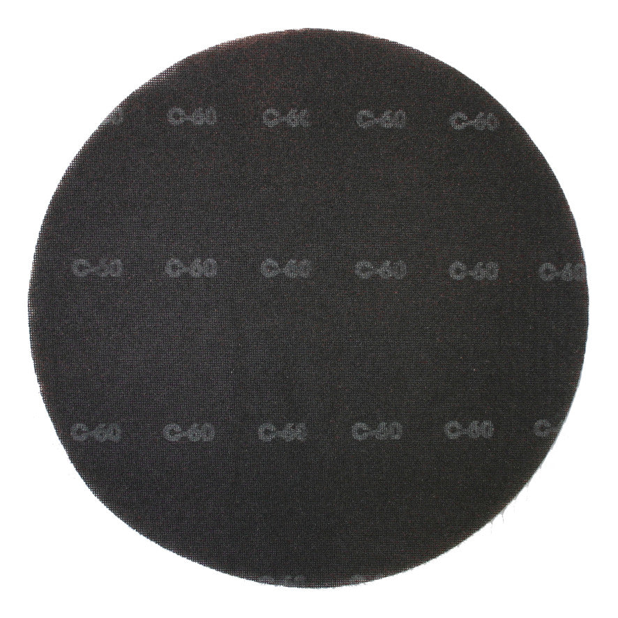 În imagine este un pad abraziv rotund, plat, negru, Arcora Profi Gitterleinen Pads Schleifgitter 17'' al companiei Arcora International GmbH, văzut de sus pe un fundal alb.