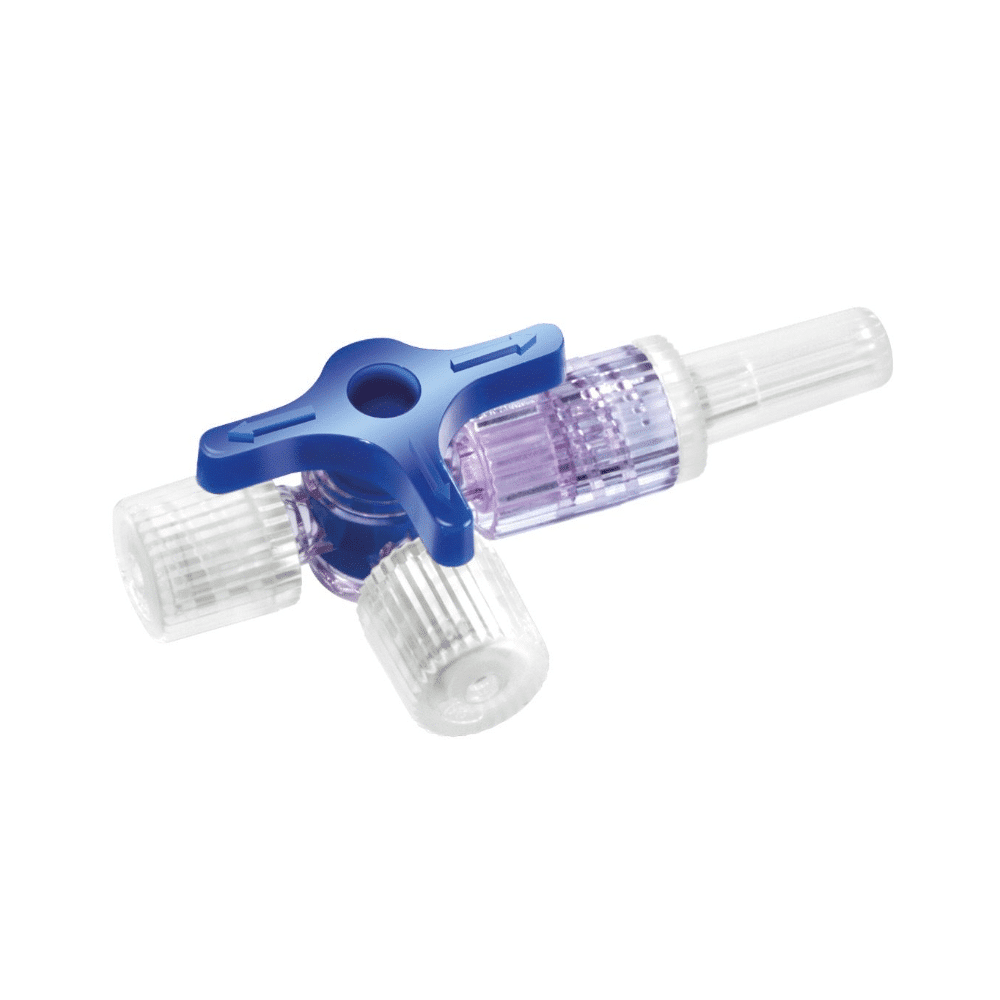Discofix® Dreiwegehahn B. Braun, fabricat de B. Braun Deutschland GmbH & Co. KG, este un robinet medical cu trei căi, cu mâner de ventil albastru. Acesta este compus din trei conexiuni - două cu capace de plastic transparente și una cu duză ascuțită - și un corp central transparent cu un levier albastru pentru controlul fluxului de lichid. Astfel, este ideal pentru aplicații de terapie prin infuzie precisă.