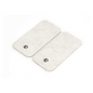 Auf dem Bild sind zwei rechteckige Elektrodenpads zu sehen, die mit den digitalen TENS/EMS-Geräten EM 40, EM 41, EM 41.1, EM 49 und EM 80 der Beurer GmbH kompatibel sind. Die hellgrauen Pads bestehen aus einem stoffähnlichen Material und sind mit Schnappverbindungen ausgestattet. Sie sind nebeneinander auf weißem Hintergrund abgebildet und werden im 4er-Pack unter dem Namen „Beurer Elektroden groß“ verkauft.