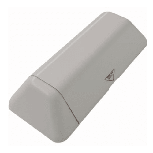 Dulapul pentru extinctoare Novocal help este un dulap dreptunghiular din plastic gri deschis, cu partea superioară teșită, etichetă triunghi de avertizare și margini curate - un design simplu și funcțional, ideal pentru aplicații de protecție împotriva incendiilor.