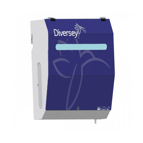 Unitatea suplimentară de pompare DF10M (IoC) 3 de la Diversey Deutschland GmbH & Co. OHG este un distribuitor montat pe perete, albastru și alb, cu fereastră de afișare și sistem de dozare, ideal pentru spălătorii și poate fi combinată cu D1229932 pentru până la 3 produse.