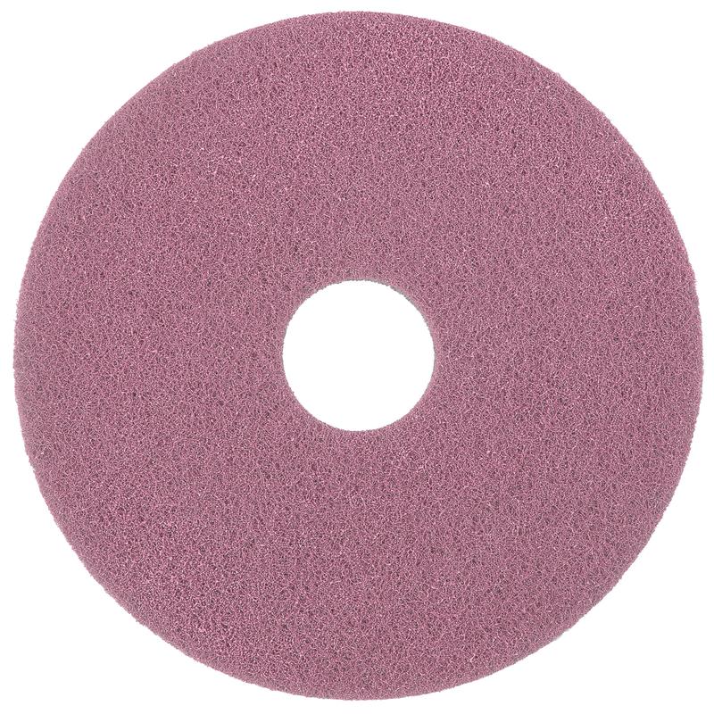Das Diversey Twister Pad Pink für Vinylböden von Diversey Deutschland GmbH & Co. OHG ist ein rundes, flaches, kastanienbraunes Pad mit einem Mittelloch, das für die Verwendung mit Bodenreinigungs- und Poliermaschinen auf Vinylböden konzipiert ist.