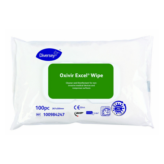 Diversey Oxivir® Excel ștergeți prosoape de dezinfectare cu o gamă largă de efecte | Pachet (100 de prosoape)