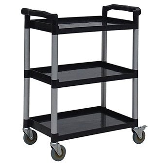 Caruciorul multifunctional Novocal dispune de trei rafturi din plastic negru, un design deschis pe toate laturile si patru roti pivotante. Manerele de la ambele capete asigura o manevrabilitate usoara. Marca: Novocal. Ambalaj: 1 bucata.