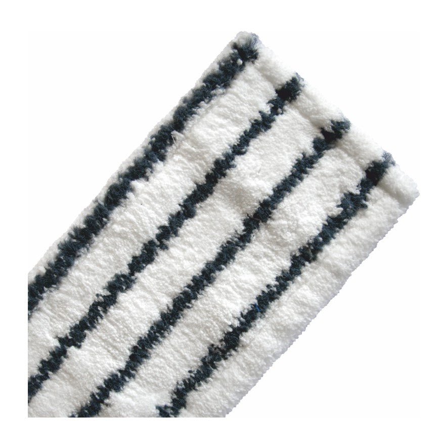 Mopul Arcora Excellent Abrasiv Db-Fc Gri-Alb de la Arcora International GmbH este un mop alb, dreptunghiular, cu suprafață abrazivă și dungi gri-negre - ideal ca mop profesional de curățenie. Afișat pe un fundal alb simplu.