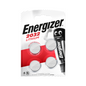 Imaginea unui pachet de patru baterii Energizer Ultimate Lithium CR 2032 | Pachet (4 bucăți) în ambalajul original de la Energizer Deutschland GmbH. Ambalajul este alb cu o secțiune roșie și conține o imagine a unei figurine de baterie care poartă adidași și mănuși. Textul subliniază că bateriile cu buton CR2032 sunt sigure pentru copii.
