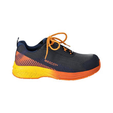 Pantofi de siguranță S1PS, pantofi de siguranță cu șireturi S1PS, negru albastru/portocaliu deschis