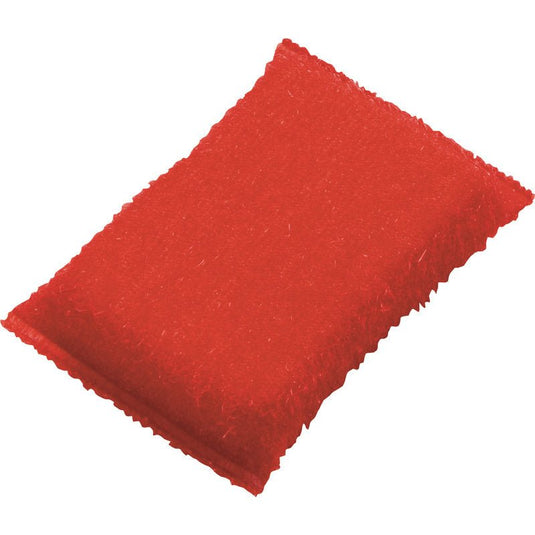 Acesta Haug Bürsten Burete abraziv KG, mic, PP, dur (130x85x30 mm) este un burete de bucătărie roșu, dreptunghiular, cu suprafață abrazivă texturată, fabricat din polipropilenă pentru o curățare eficientă. Margini ușor rotunjite; nefolosit; pe ambalajul de vânzare.
